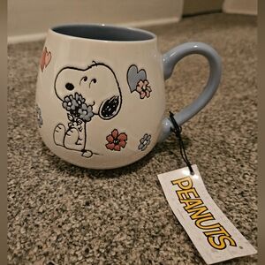 Peanuts Snoopy Heart & Flower Mug Blue and White